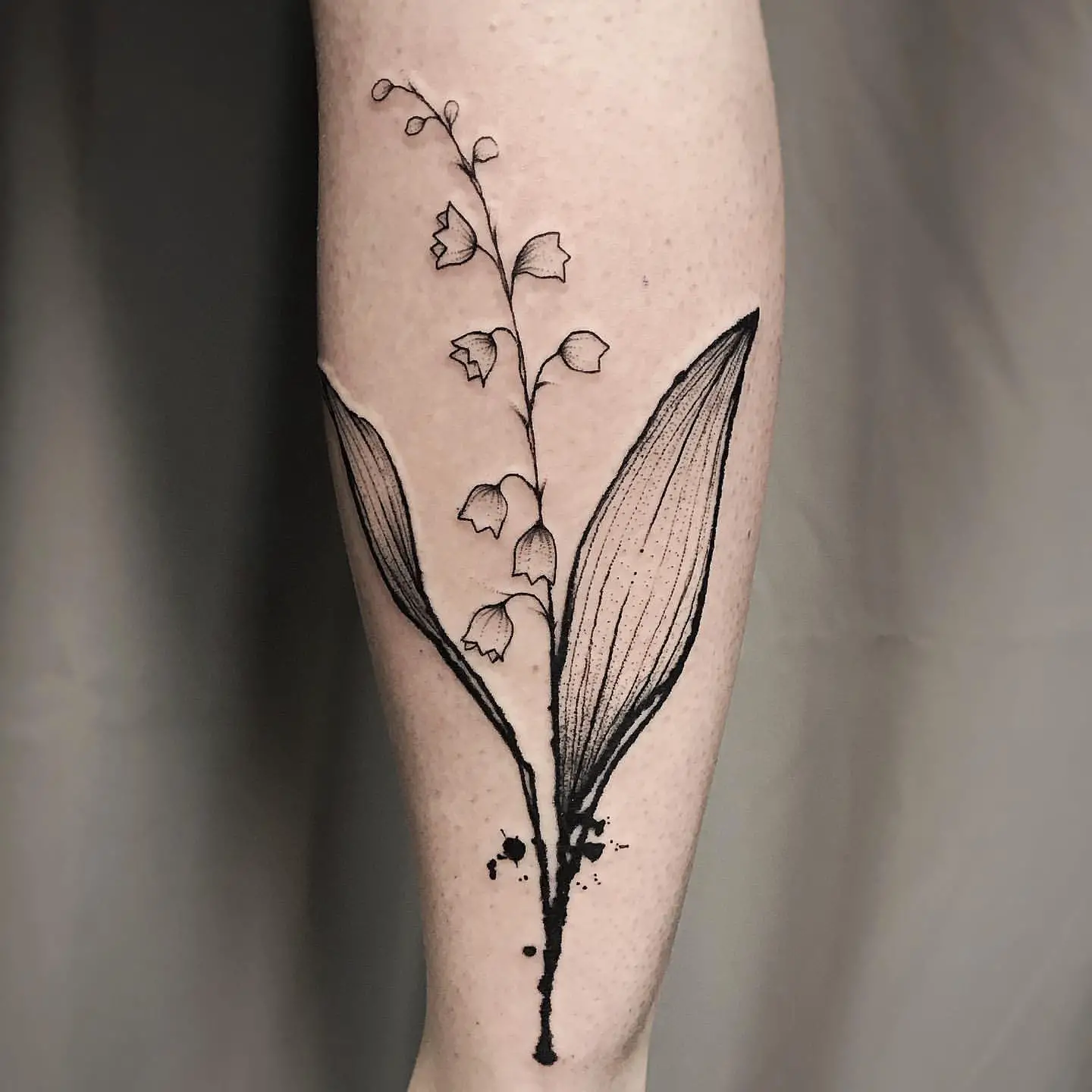 Unique Lily of the Valley Tattoo On the Outer Forearm