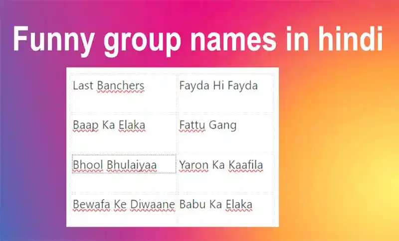 Funny group names in hindi