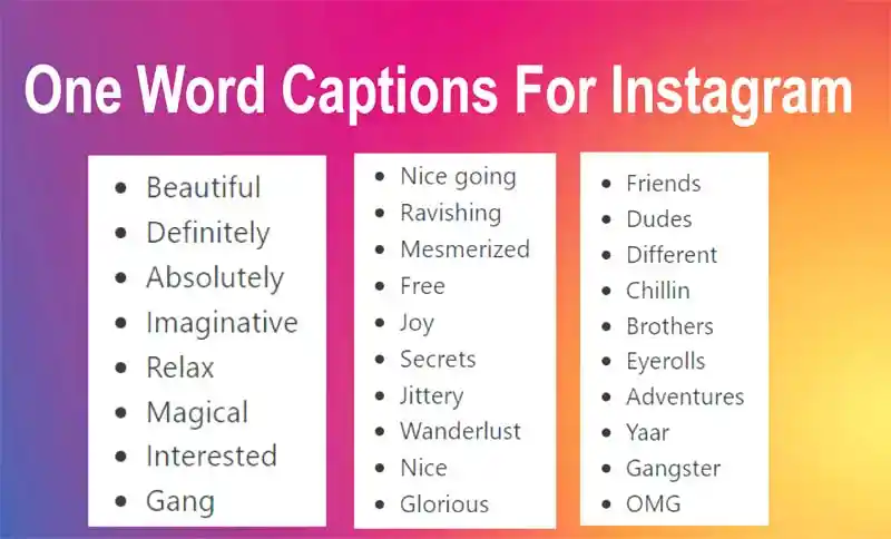 One Word Captions For Instagram